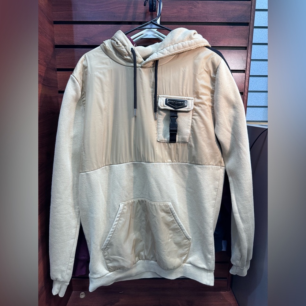 Men's Hooded Pullover Sweater - Beige
